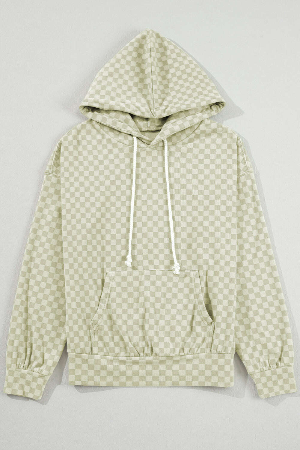 Sweatshirts & Hoodies-Green Checkered Kangaroo Pocket Hoodie-torontoscreenprinting.ca