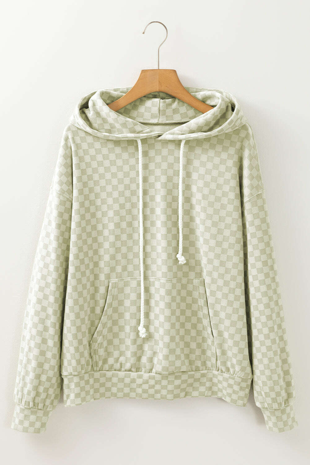 Sweatshirts & Hoodies-Green Checkered Kangaroo Pocket Hoodie-torontoscreenprinting.ca