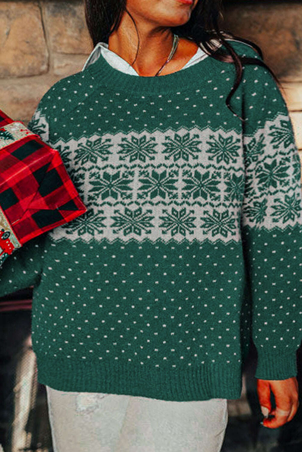 Plus Size Sweaters&Cardigans-Shewin-Green / 1X-torontoscreenprinting.ca