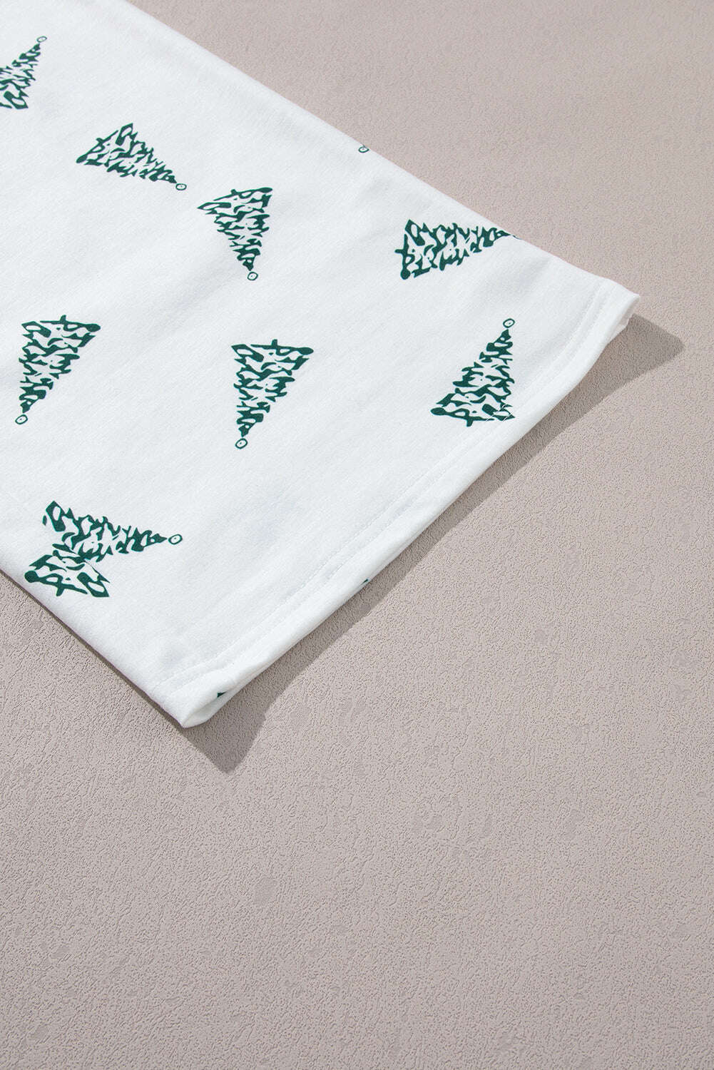 Loungewear Set-Green Christmas Tree Print Tee & White Pants Loungewear Set-torontoscreenprinting.ca