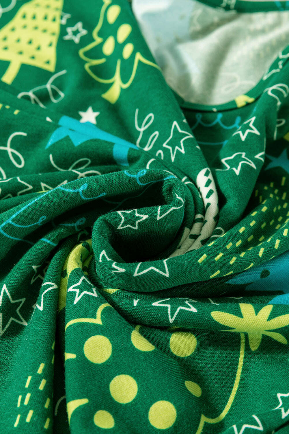 Loungewear Set-Green Christmas Tree Print V Neck Tee and Pants Pajama Set-torontoscreenprinting.ca