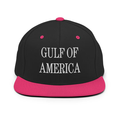 Black and pink Gulf of America embroidered flat brim snapback hat