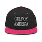 Black and pink Gulf of America embroidered flat brim snapback hat