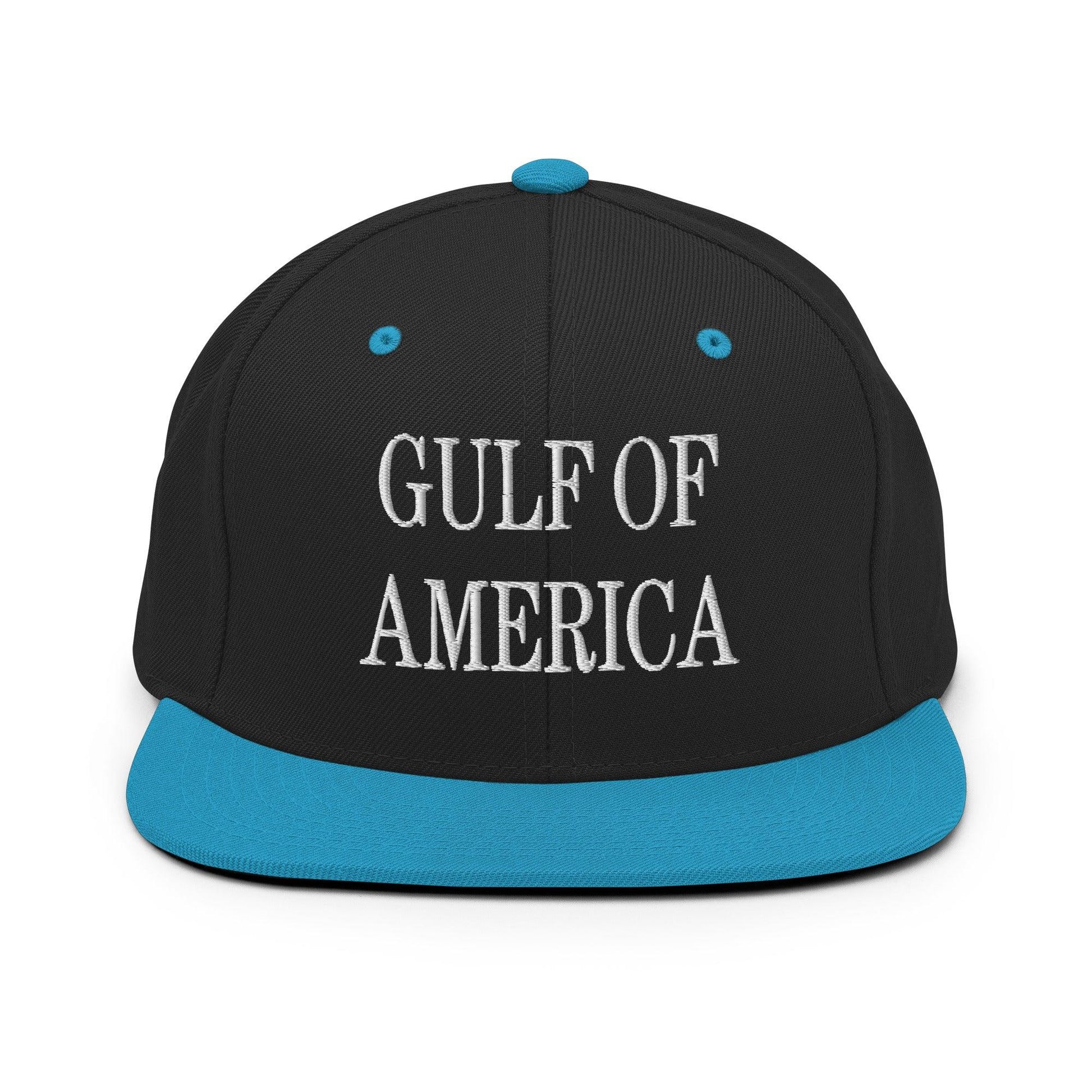 Black and blue America embroidered flat brim snapback hat with embroidery design