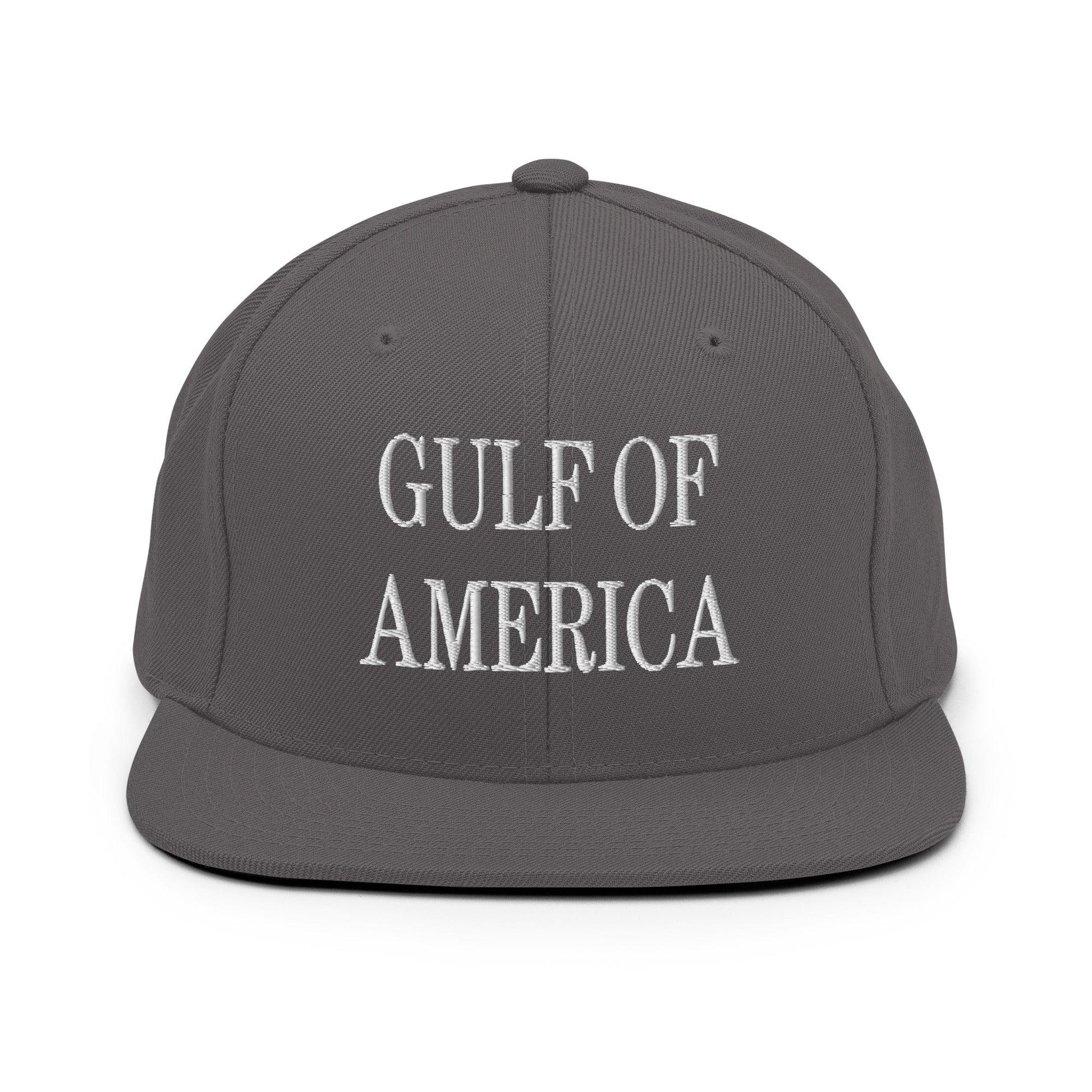 Gray flat-brimmed cap from Gulf of America Embroidered Flat Bill Brim Snapback Hat