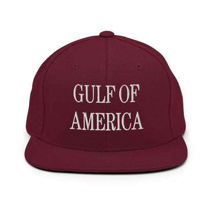 Maroon America Embroidered Flat Brim Snapback Hat with flat bill and embroidered flat design