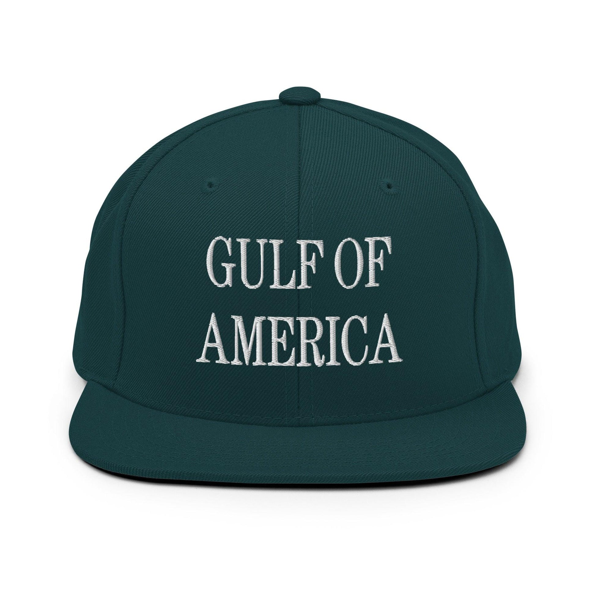Green embroidered flat bill brim snapback hat from Gulf of America Embroidered Flat collection