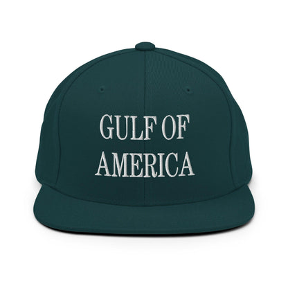 Green embroidered flat bill brim snapback hat from Gulf of America Embroidered Flat collection