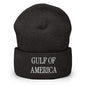 Dark gray America embroidered knit cuffed beanie from Gulf of America Embroidered Knit collection