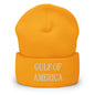 Yellow beanie hat from Gulf of America Embroidered Knit Cuffed Beanie collection