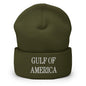 Olive green America embroidered knit cuffed beanie from Gulf of America Embroidered Knit line