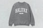 Gray Halifax Canada sweatshirt in custom apparel halifax unisex heavy blend crewneck with screen printing