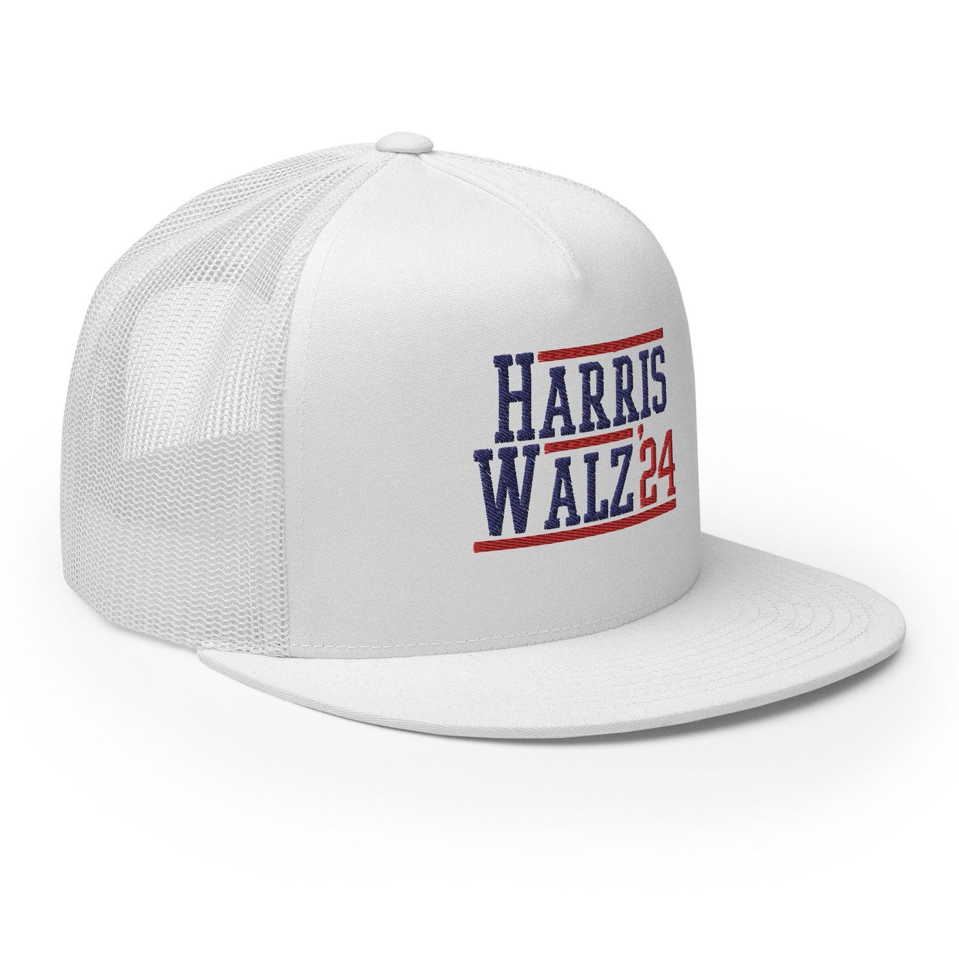 Harris Walz 2024 24 Flat Bill Brim Trucker Hat