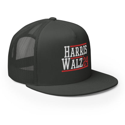 Harris Walz 2024 24 Flat Bill Brim Trucker Hat