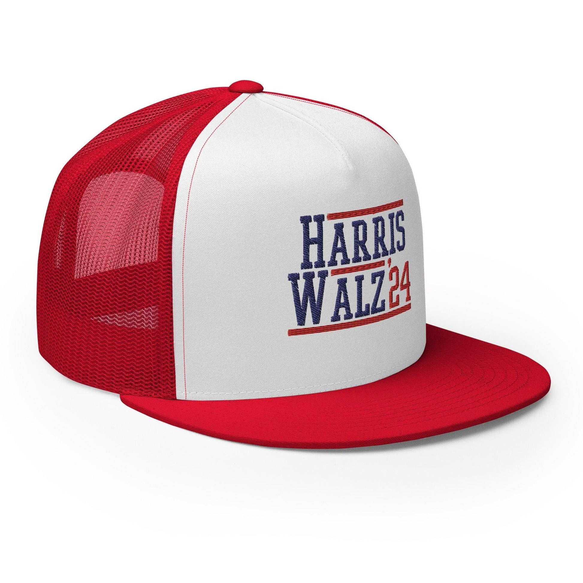 Harris Walz 2024 24 Flat Bill Brim Trucker Hat