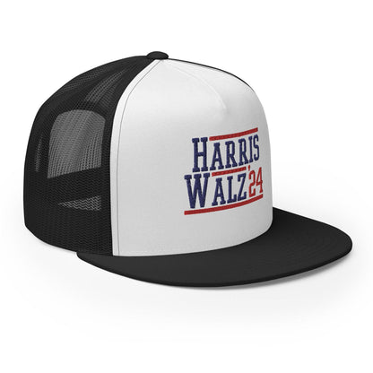 Harris Walz 2024 24 Flat Bill Brim Trucker Hat