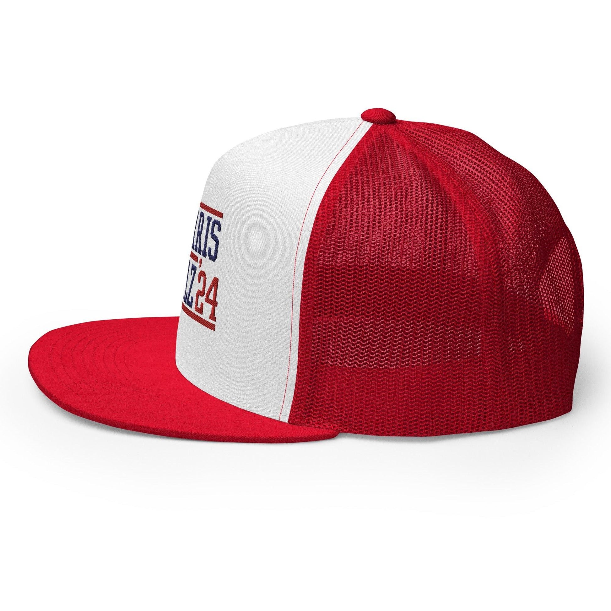 Harris Walz 2024 24 Flat Bill Brim Trucker Hat