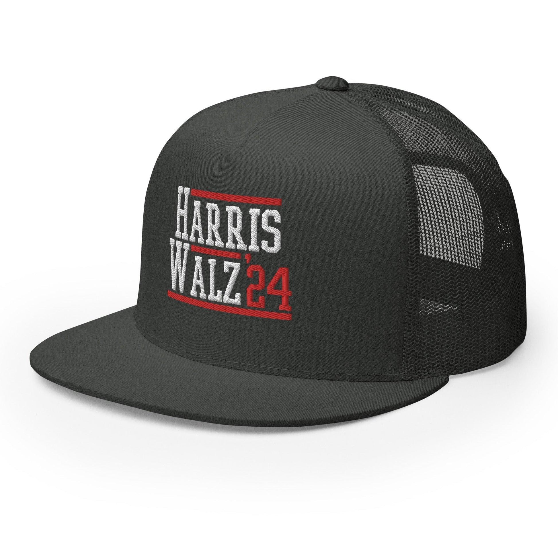 Harris Walz 2024 24 Flat Bill Brim Trucker Hat
