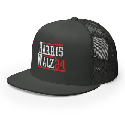 Harris Walz 2024 24 Flat Bill Brim Trucker Hat