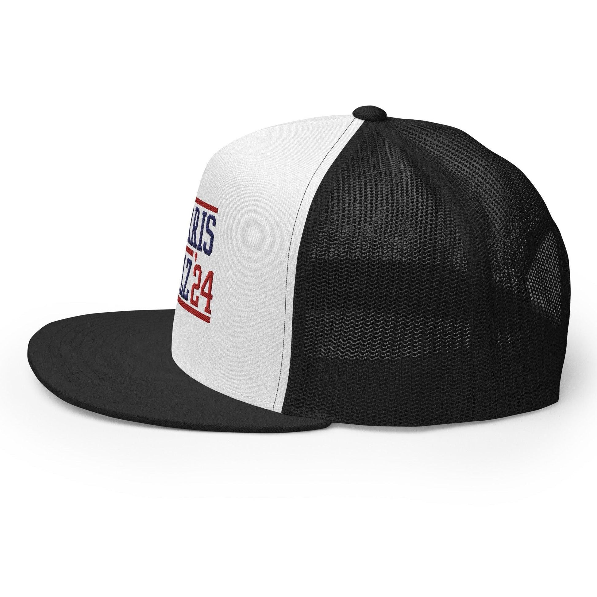 Harris Walz 2024 24 Flat Bill Brim Trucker Hat