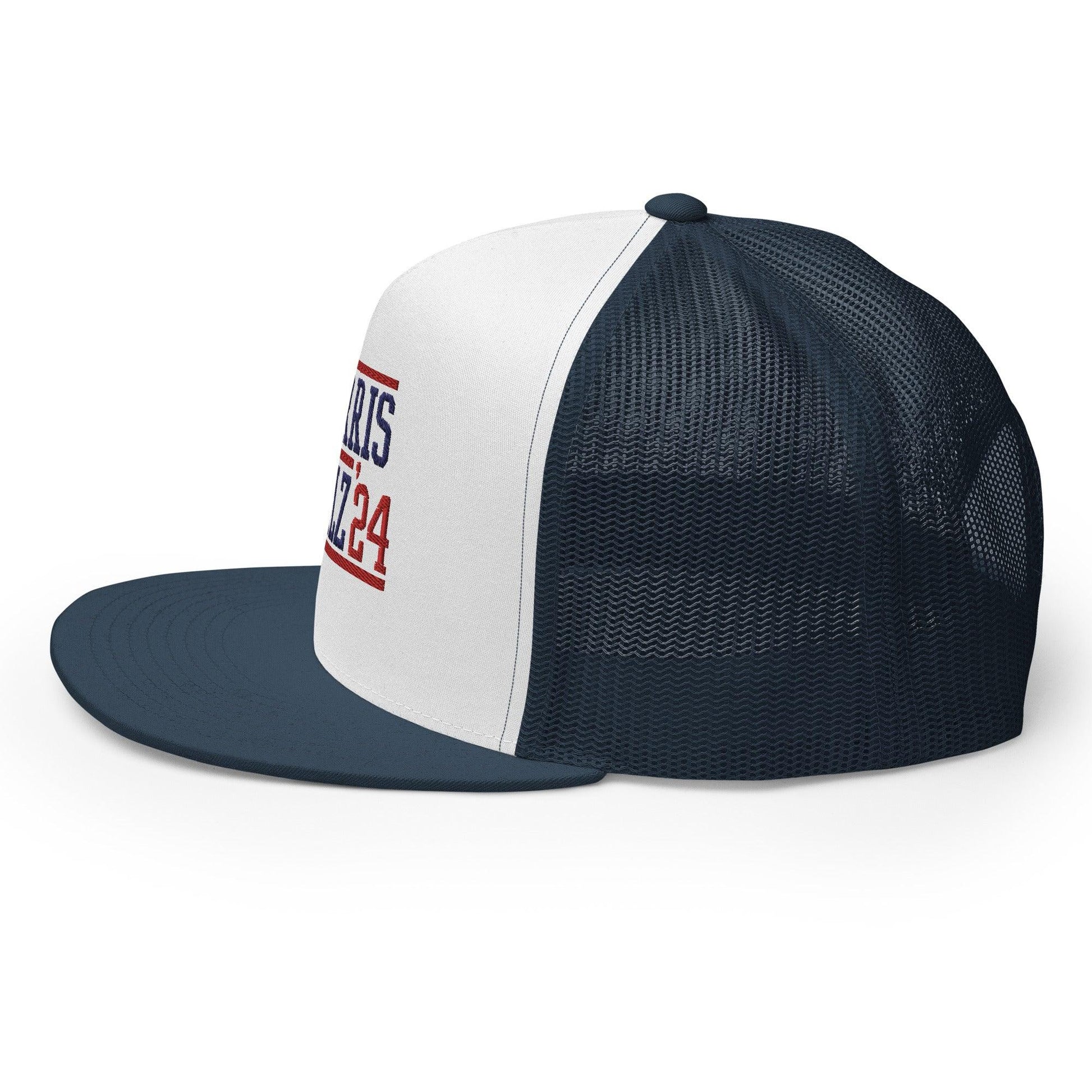 Harris Walz 2024 24 Flat Bill Brim Trucker Hat