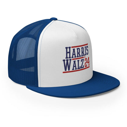 Harris Walz 2024 24 Flat Bill Brim Trucker Hat