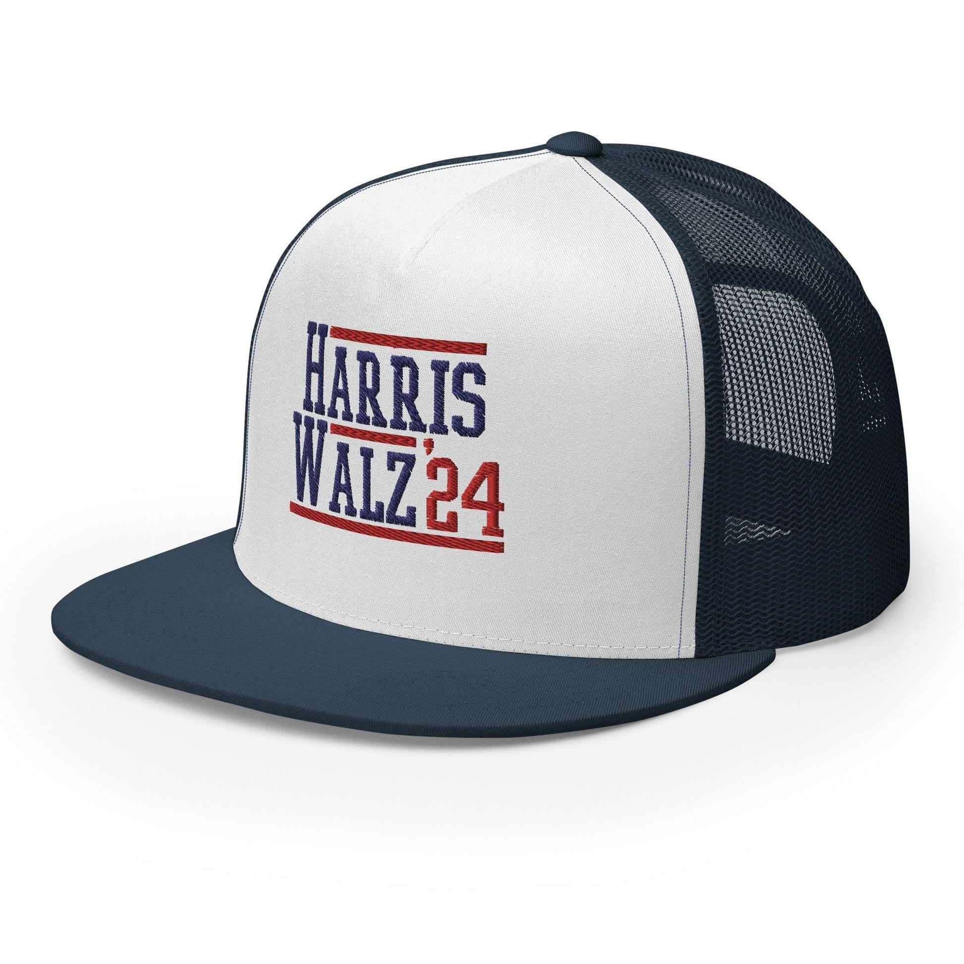 Harris Walz 2024 24 Flat Bill Brim Trucker Hat
