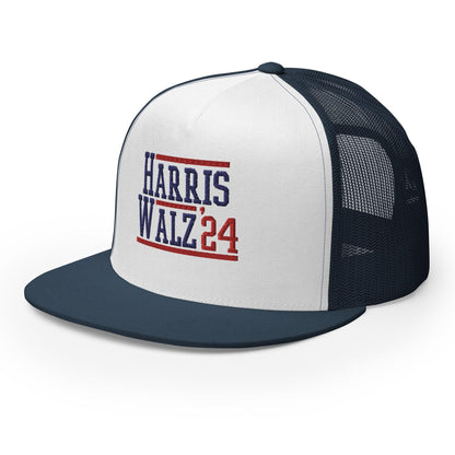 Harris Walz 2024 24 Flat Bill Brim Trucker Hat