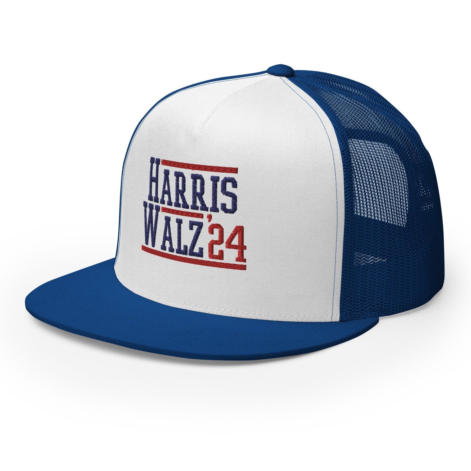 Harris Walz 2024 24 Flat Bill Brim Trucker Hat