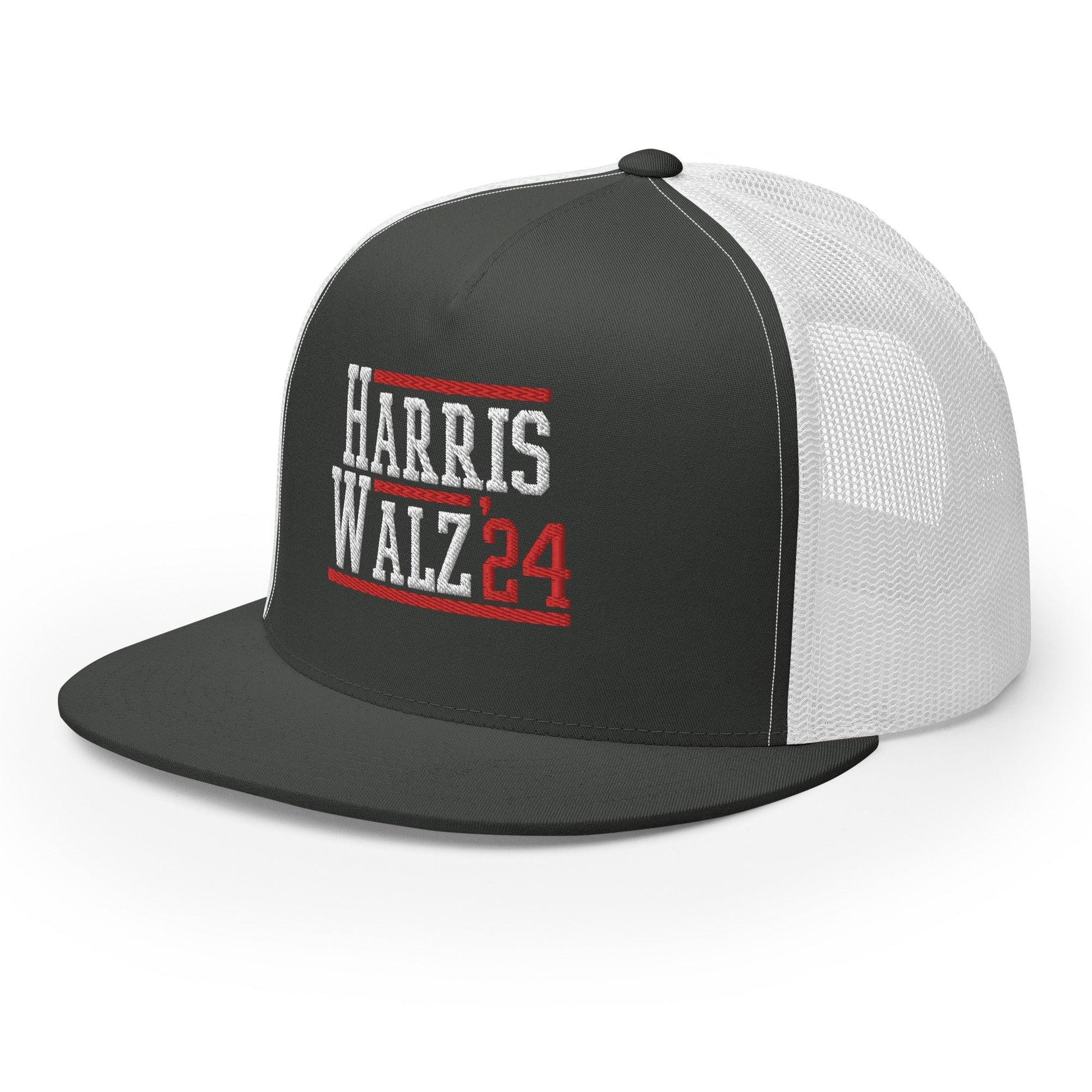 Harris Walz 2024 24 Flat Bill Brim Trucker Hat