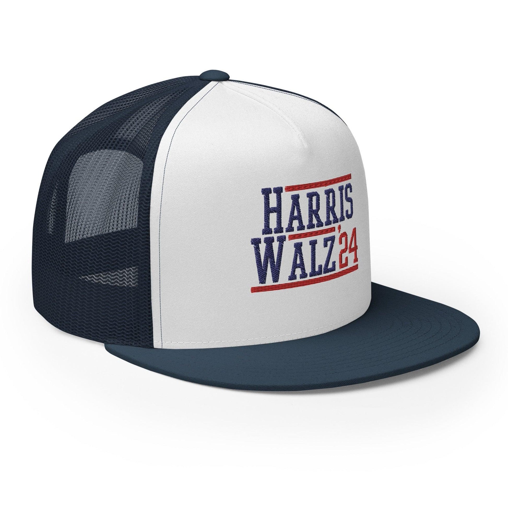 Harris Walz 2024 24 Flat Bill Brim Trucker Hat