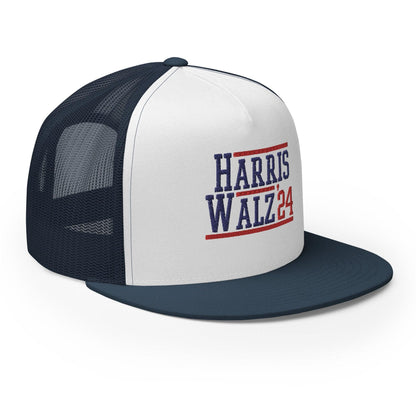 Harris Walz 2024 24 Flat Bill Brim Trucker Hat