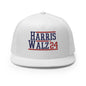 Harris Walz 2024 24 Flat Bill Brim Trucker Hat - White