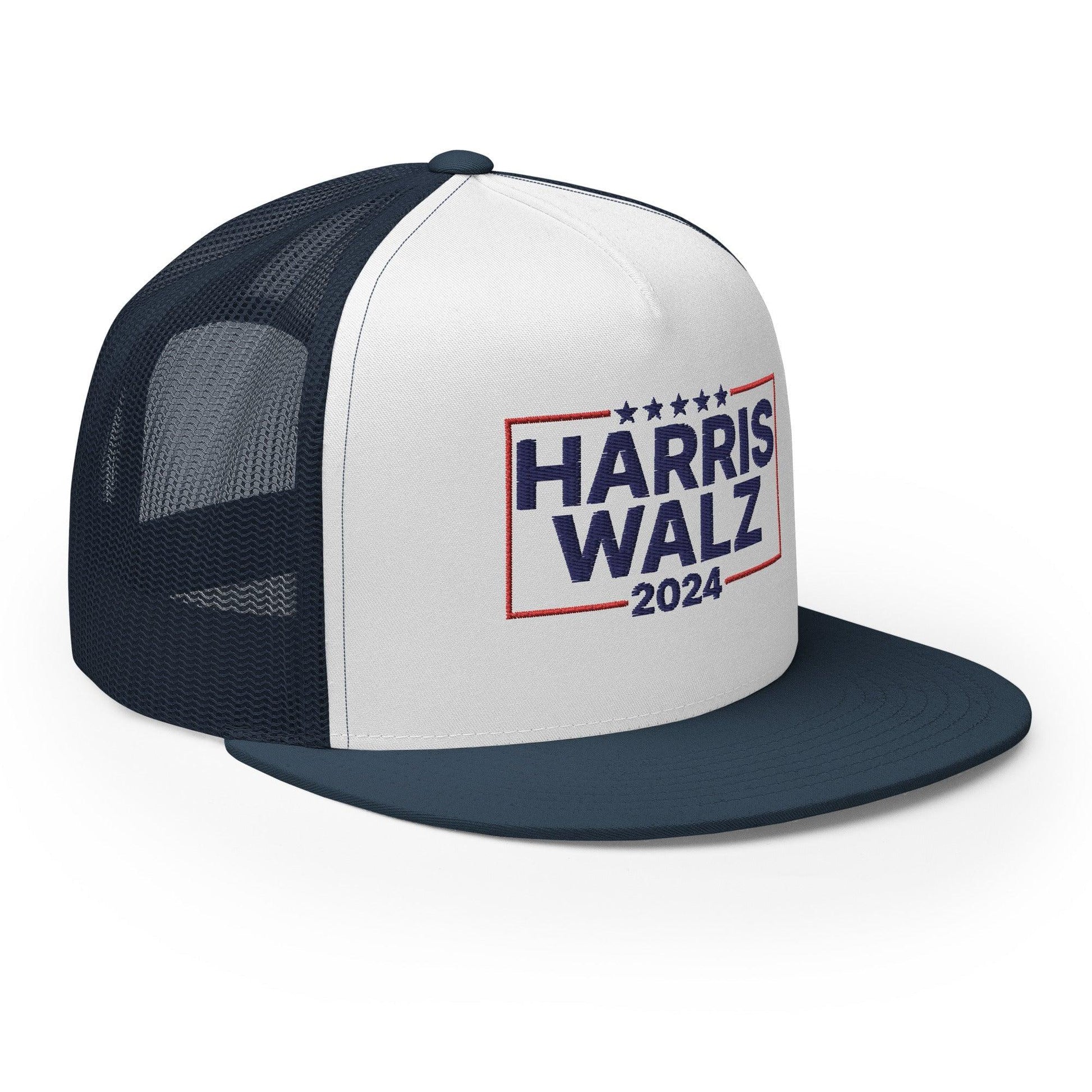 Harris Walz 2024 Flat Bill Brim Trucker Hat
