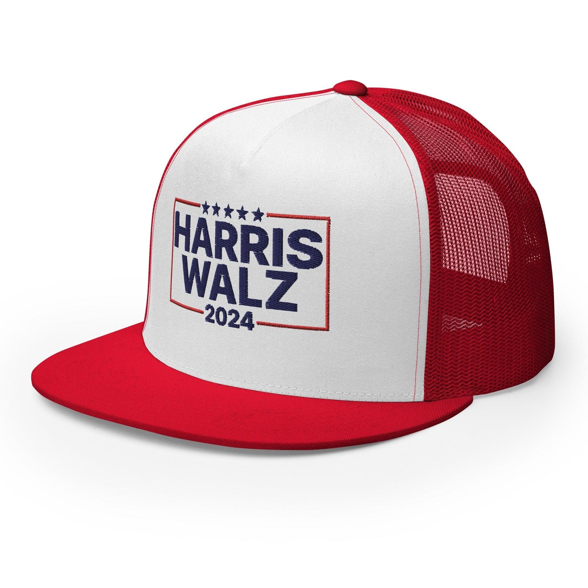 Harris Walz 2024 Flat Bill Brim Trucker Hat