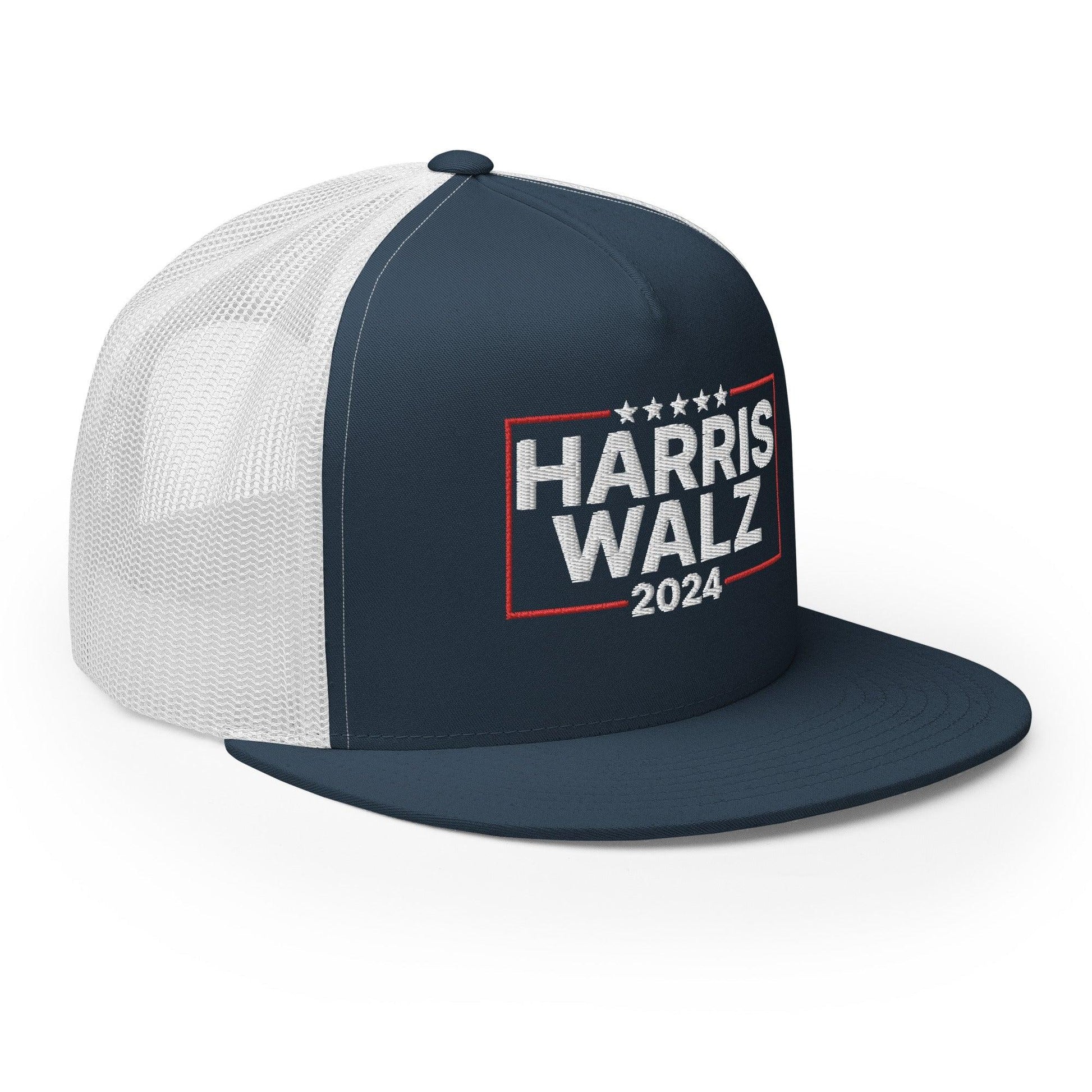 Harris Walz 2024 Flat Bill Brim Trucker Hat