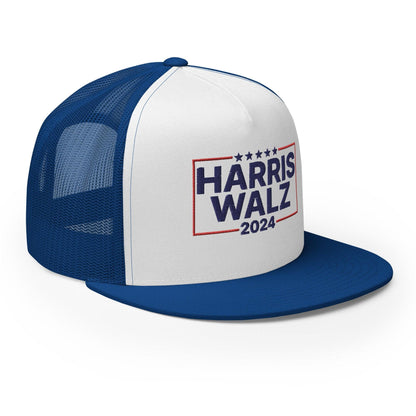 Harris Walz 2024 Flat Bill Brim Trucker Hat
