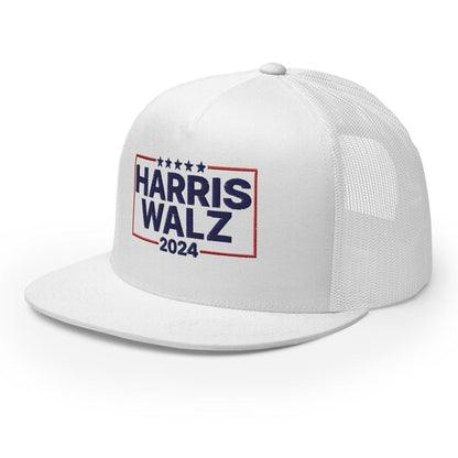 Harris Walz 2024 Flat Bill Brim Trucker Hat