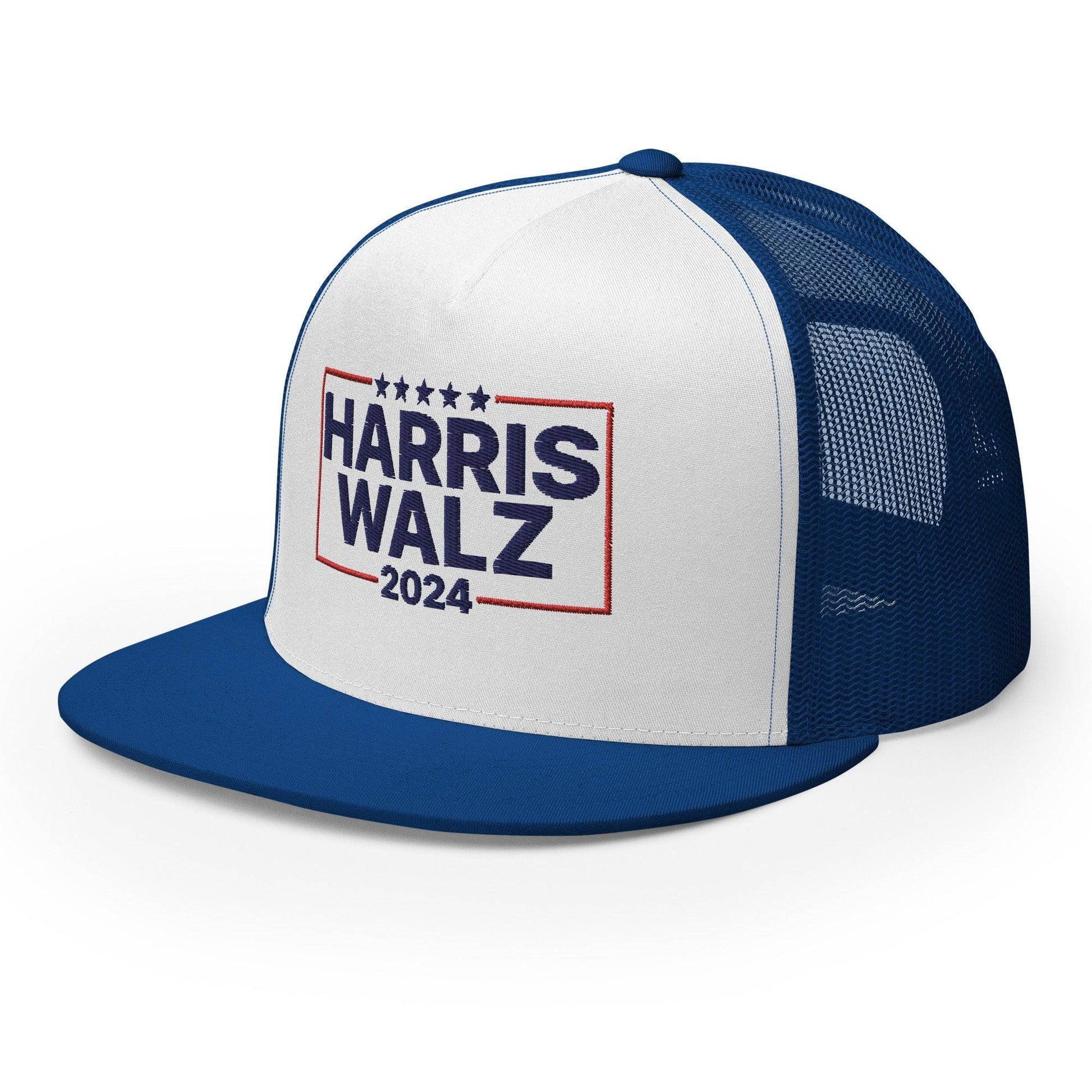 Harris Walz 2024 Flat Bill Brim Trucker Hat