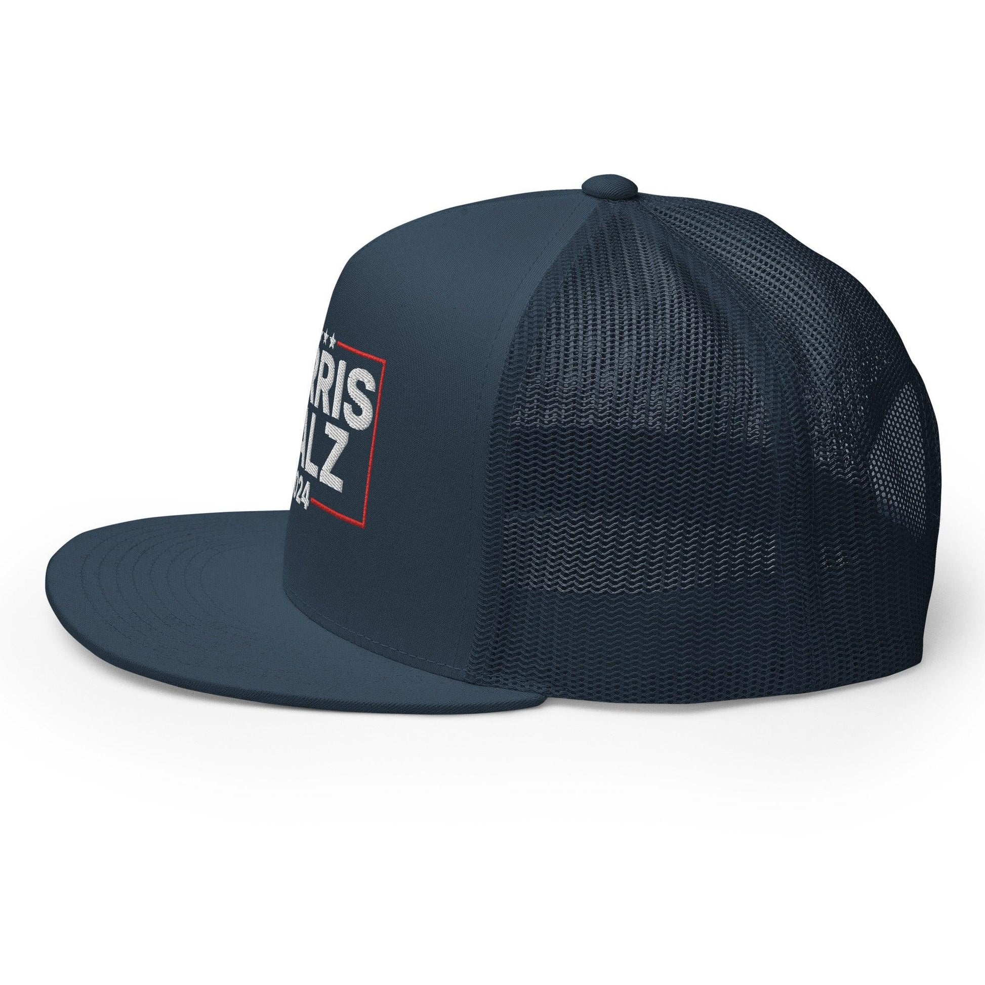 Harris Walz 2024 Flat Bill Brim Trucker Hat