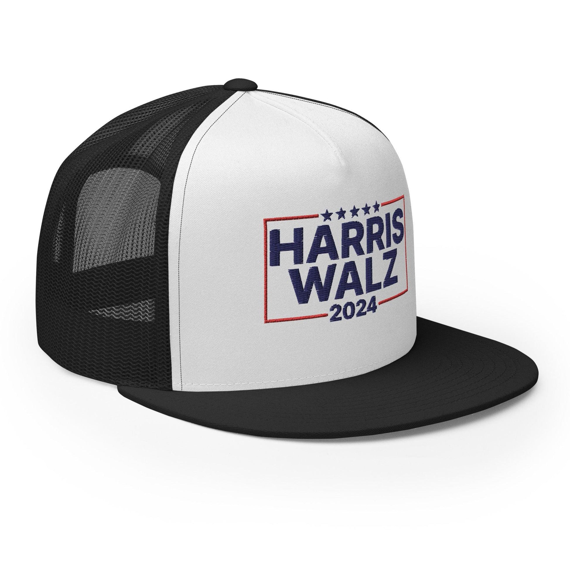 Harris Walz 2024 Flat Bill Brim Trucker Hat