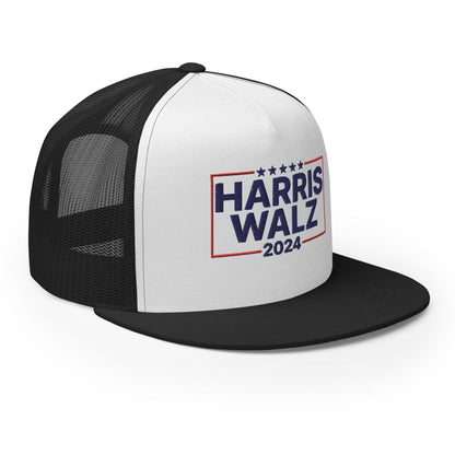 Harris Walz 2024 Flat Bill Brim Trucker Hat