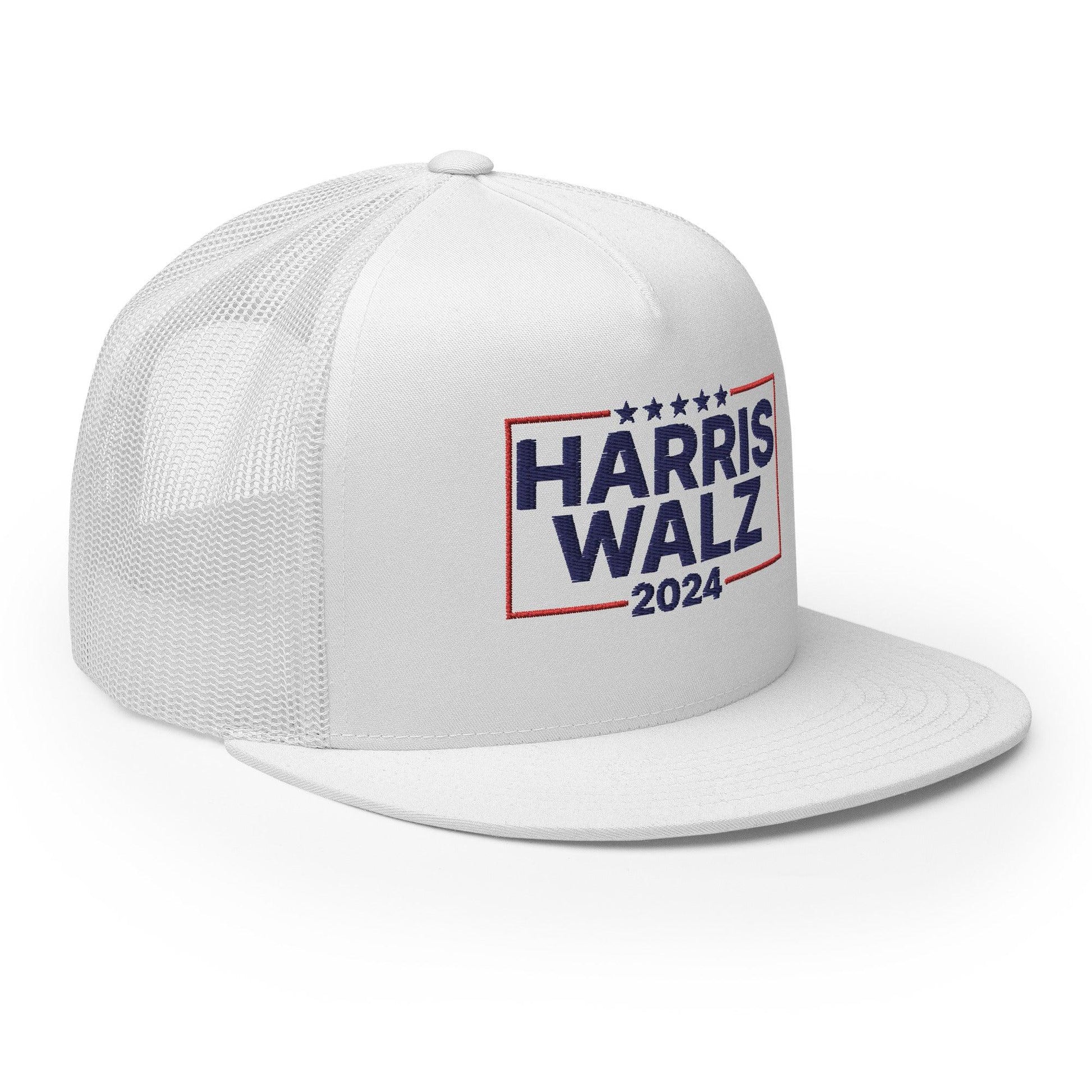 Harris Walz 2024 Flat Bill Brim Trucker Hat