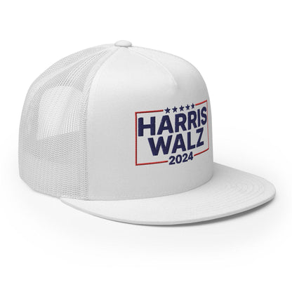 Harris Walz 2024 Flat Bill Brim Trucker Hat