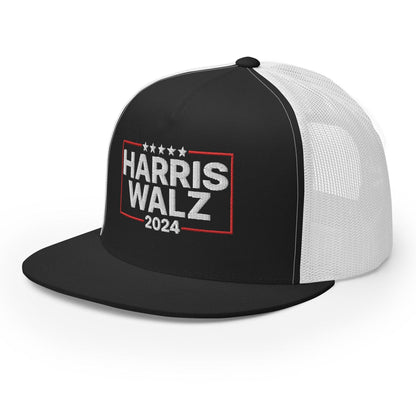 Harris Walz 2024 Flat Bill Brim Trucker Hat