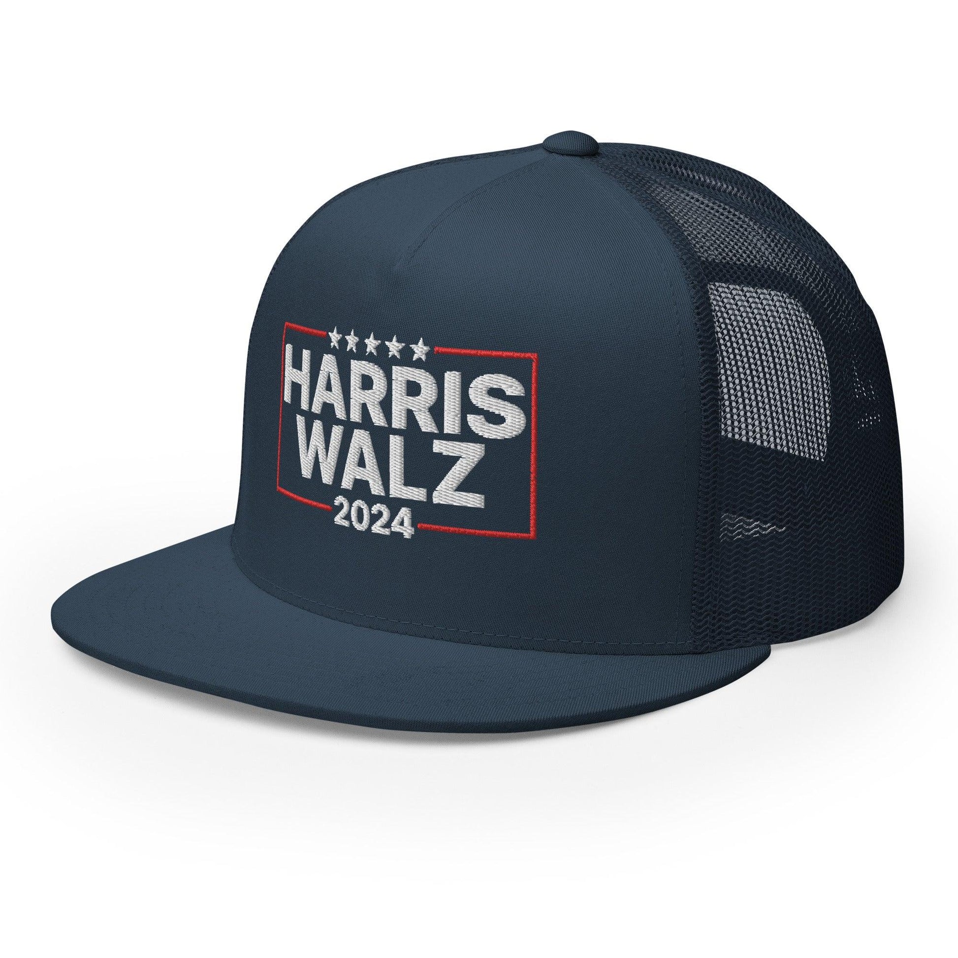 Harris Walz 2024 Flat Bill Brim Trucker Hat