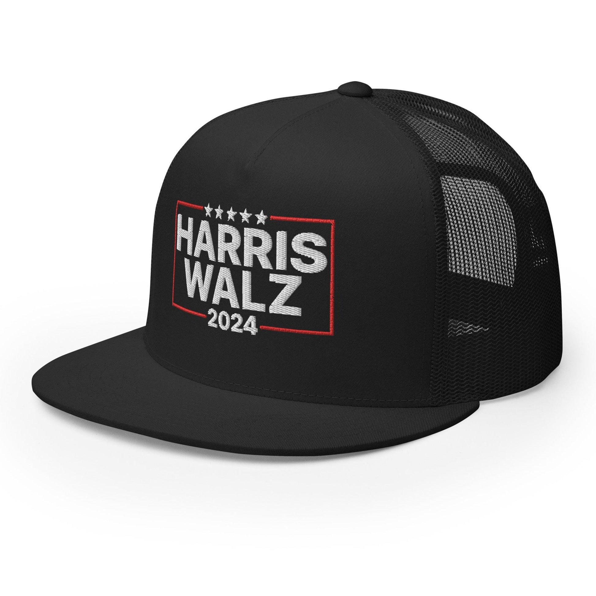 Harris Walz 2024 Flat Bill Brim Trucker Hat