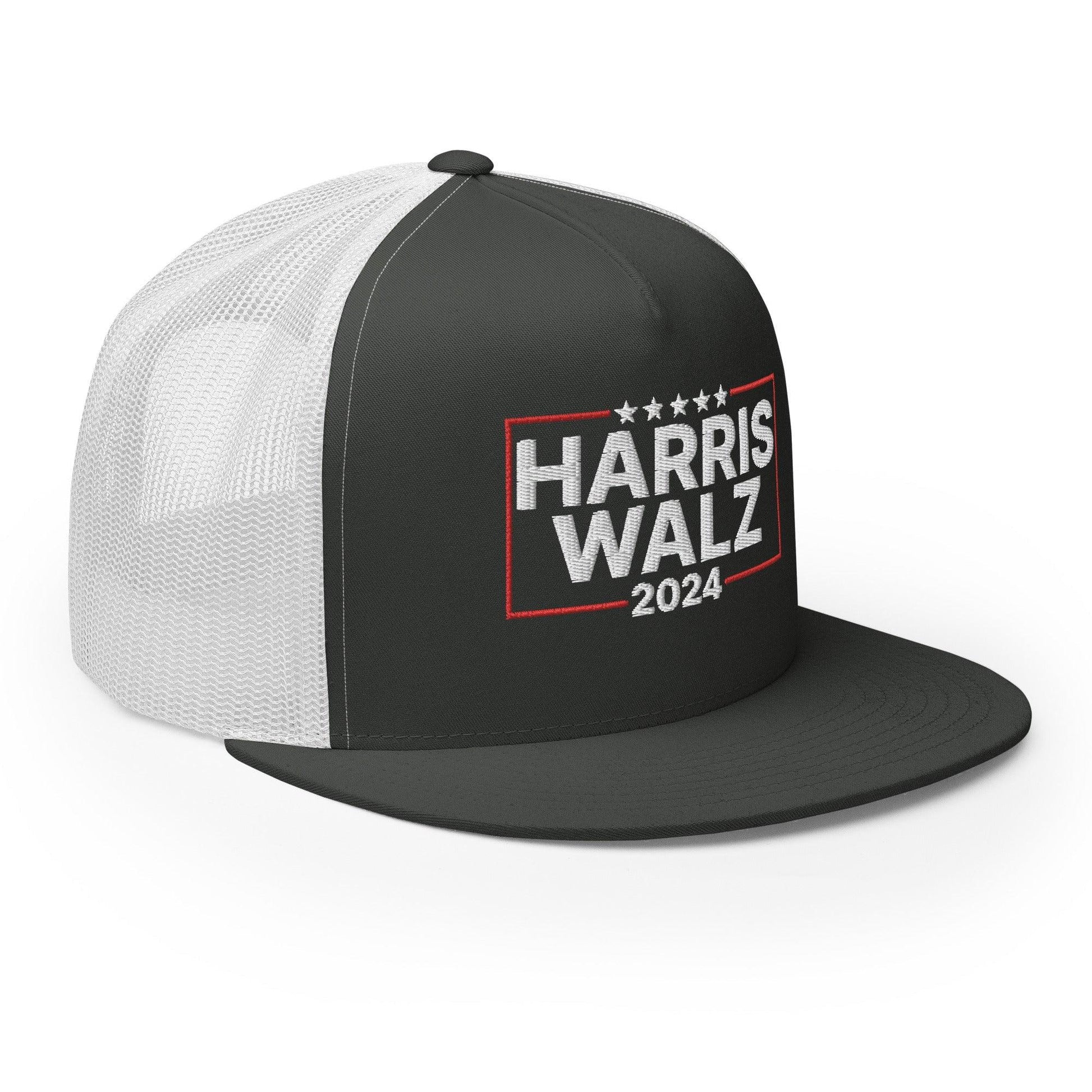 Harris Walz 2024 Flat Bill Brim Trucker Hat
