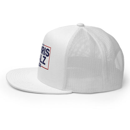 Harris Walz 2024 Flat Bill Brim Trucker Hat