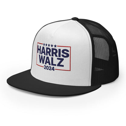 Harris Walz 2024 Flat Bill Brim Trucker Hat